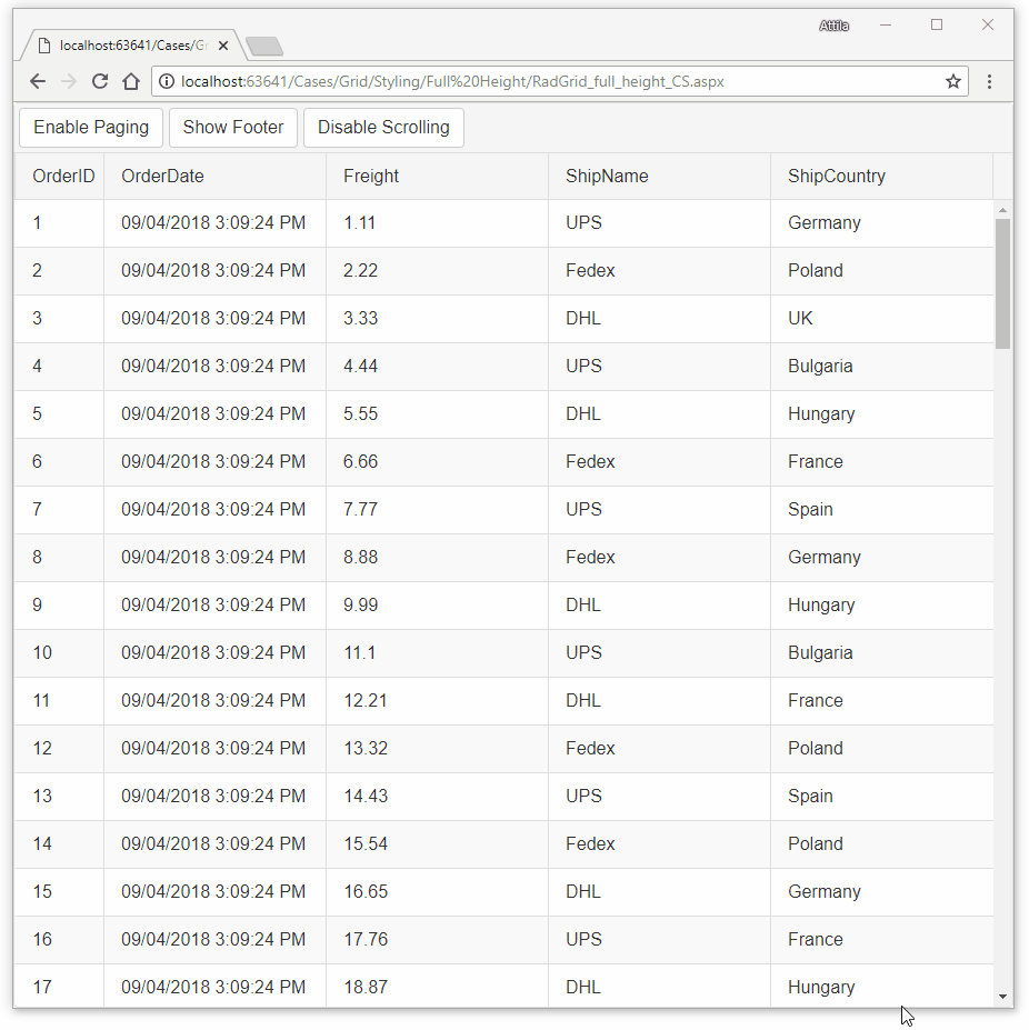 Resizing Grid based on the browser's size
