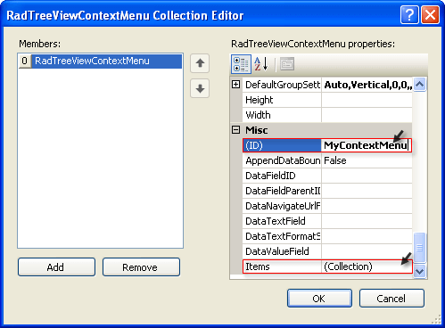 RadTreeView Context Menu Design Time