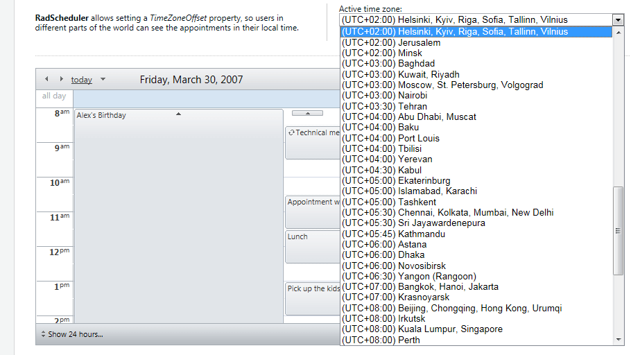 scheduler timezones