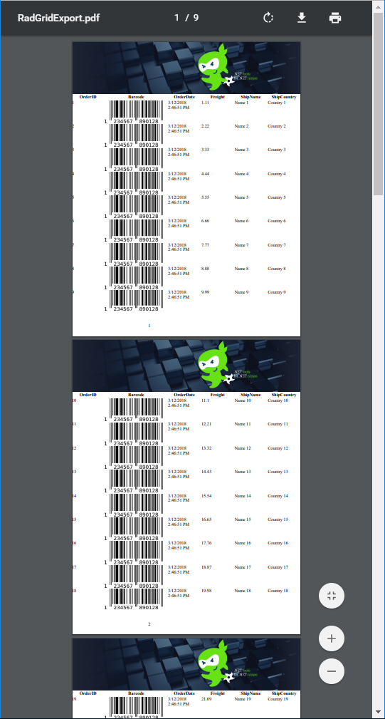 Export to Pdf