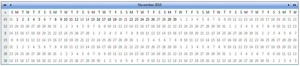 One year day matrix