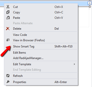 dropdownlist designtime smarttag