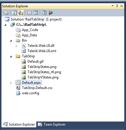 tabstrip solutionexplorer