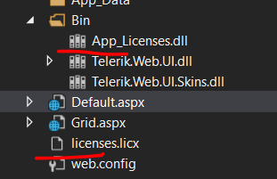 licenses files in a web site