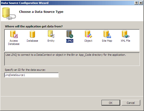 RadTreeView Choose Data Source Type