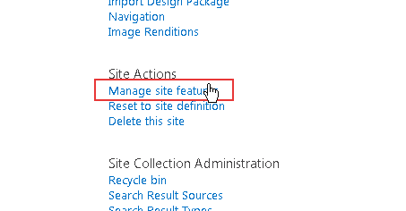 sp 2013-select-manage-features