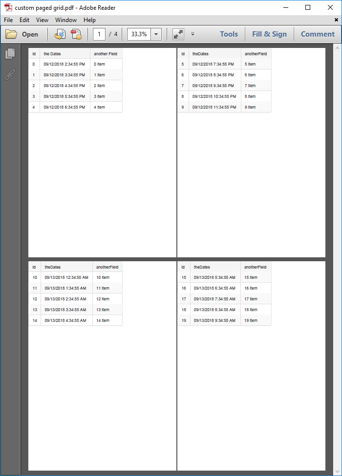 Result of the exported file