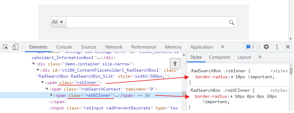 RadSearchBox Rounded corners