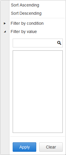 Default Filter Menu