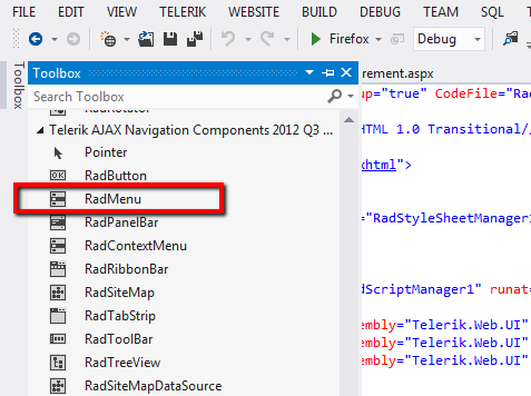 Create RadMenu