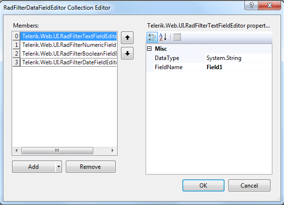 RadFilter Data Field Editor