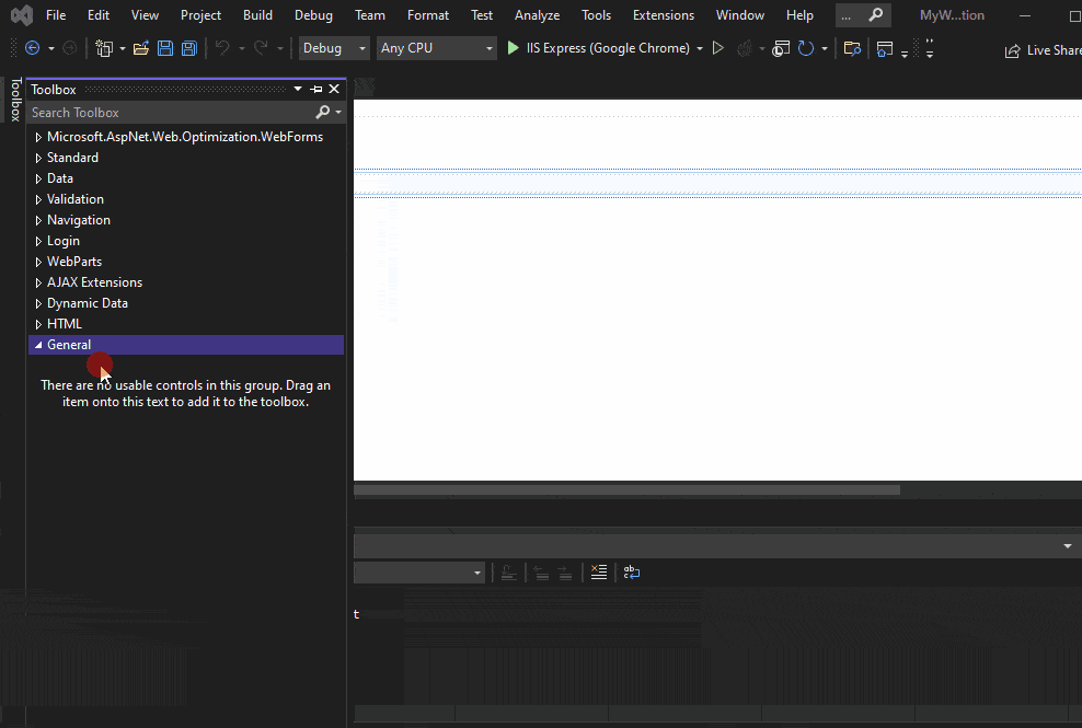 Choose Items in Visual Studio Toolbox