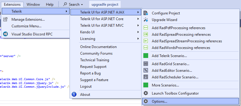 Options Menu