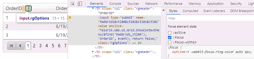 RadGrid ContextMenuButton