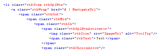 ToolBar HTML Structure Split Buttons