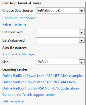dropdownlist designtime smarttagbound
