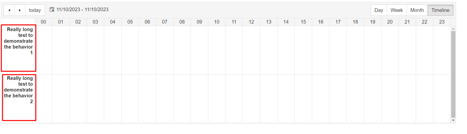 "Example scheduler with header text on multiple lines"
