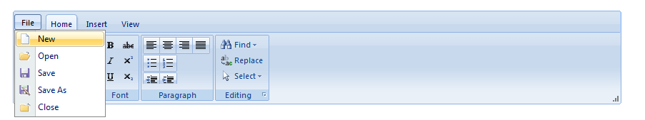 Application menu