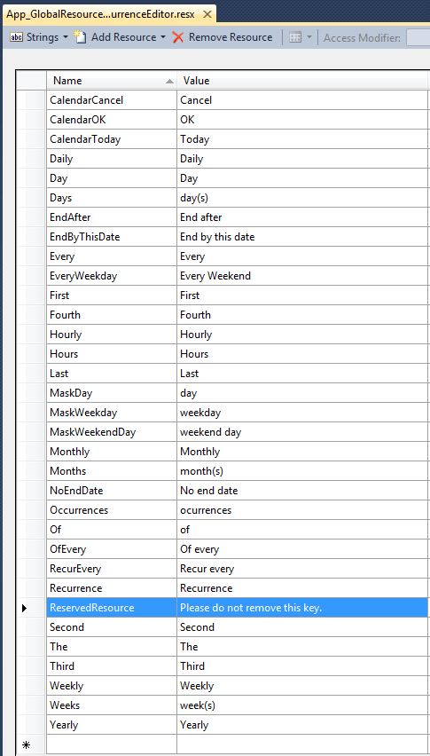 Recurrence Editor Resource
