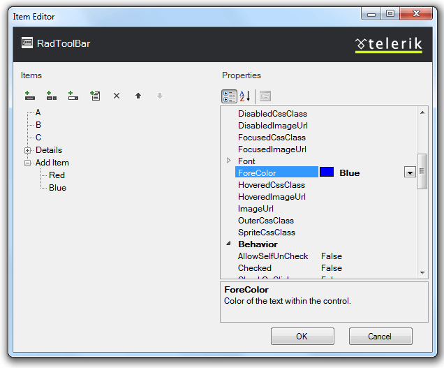 toolbar itembuildergroupdropdownandsplit