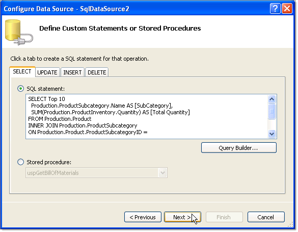 configured select