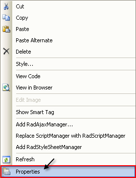 Choose Properties From Menu