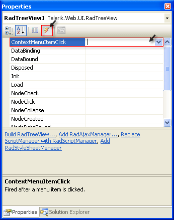 RadTreeView Context Menu Design Time