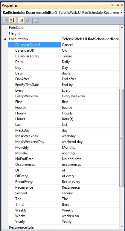 Recurrence Editor Localization