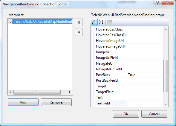 RadSiteMap Databindings Builder