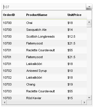 Load-on-demand grid in combo