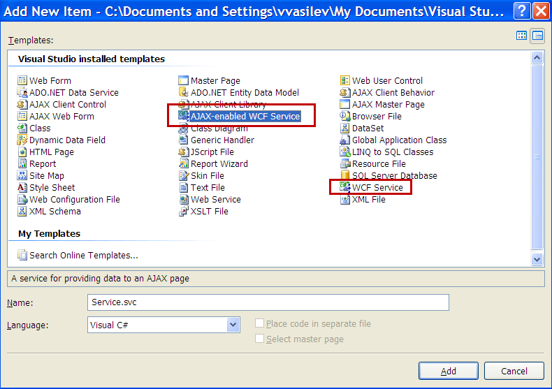 RadMenu Adding WCF Service