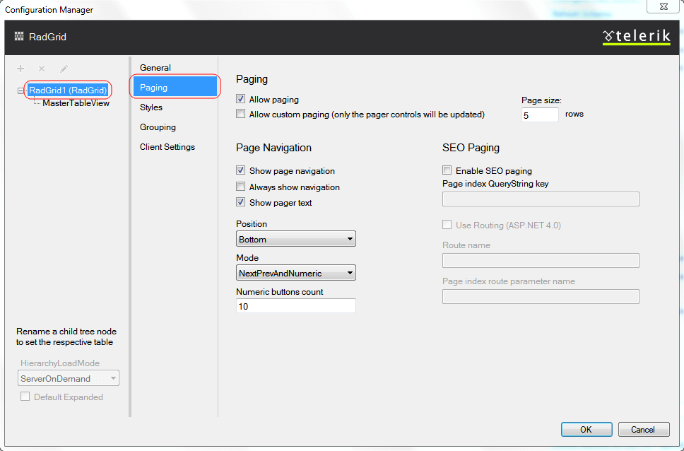 Design-time Paging