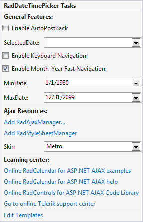 RadDateTimePicker SmartTag
