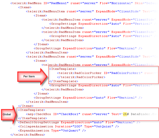 RadMenu templates