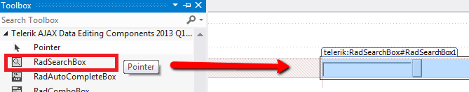 searchbox drag from toolbox