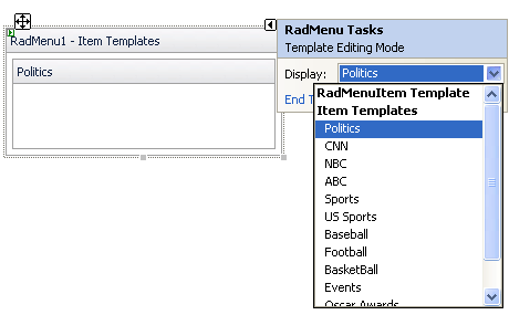 RadMenu Item Template Smart Tag