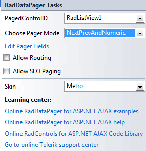 RadDataPager Smart Tag