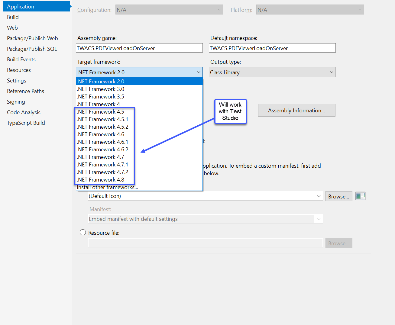 Set Project Target .NET Framework