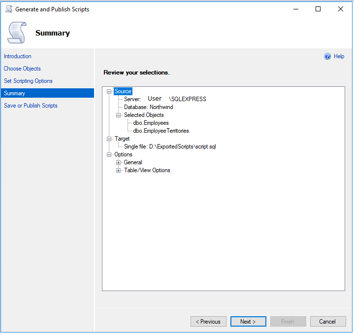 GenerateAndPublishScriptsDialog-Summary