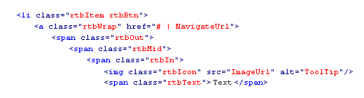 ToolBar HTML Structure Buttons