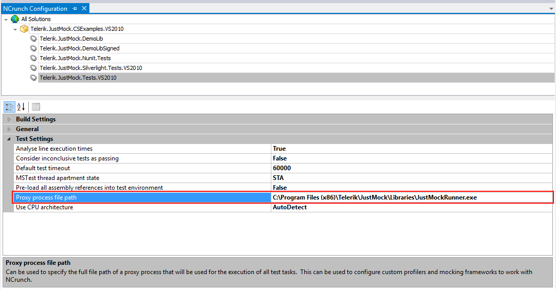 NCrunch Proxy Process File Path
