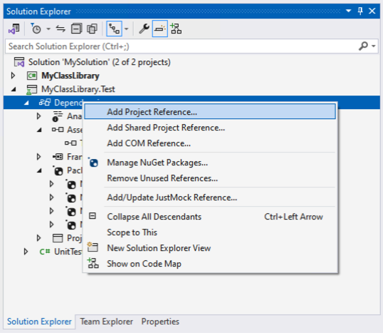 Add reference to a project