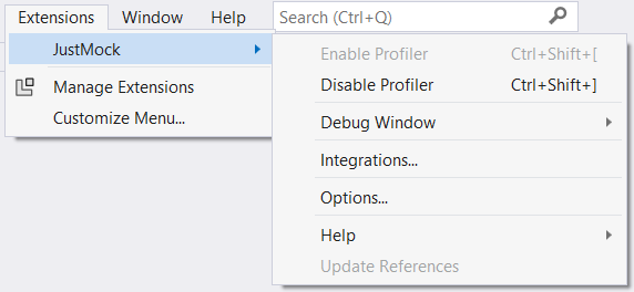 JustMock Visual Studio Extension