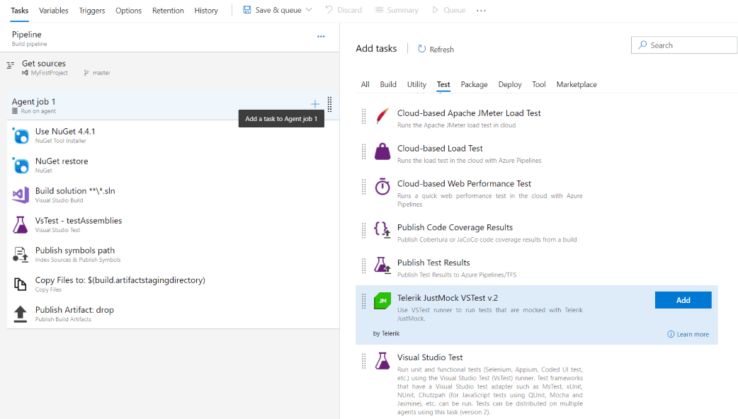 Add Telerik JustMock VSTest v.2 task to the build