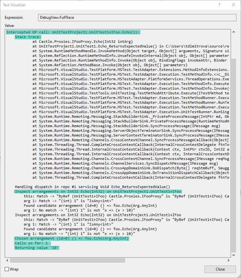 Debug View Full Trace View