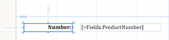 Two TextBox report items in the Report Designer