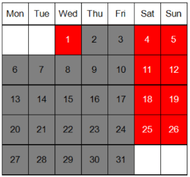 Monthly calendar for January 2025 achieved with a List in Telerik Reporting