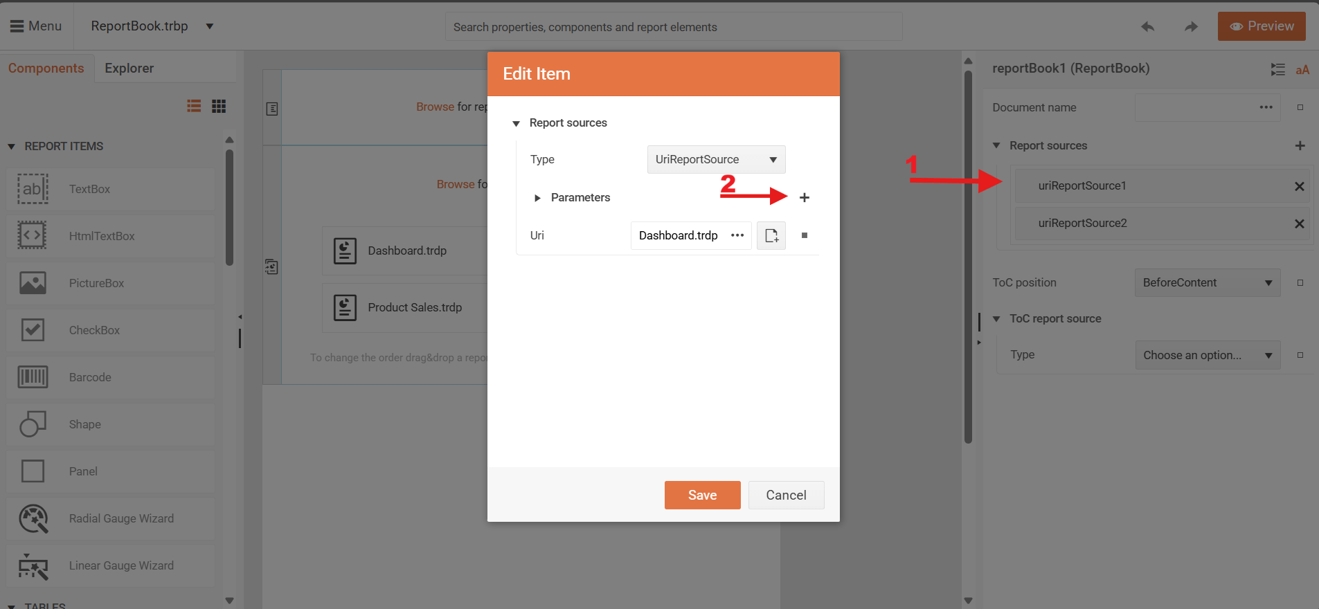 How to set a value for a report parameter using Web Report Designer