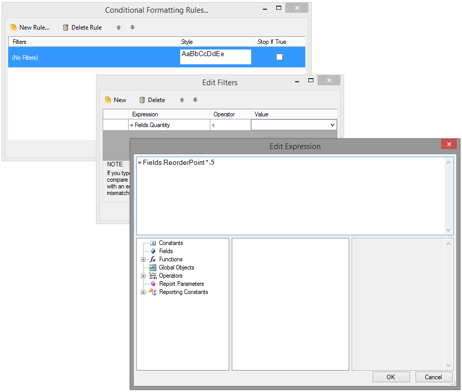 Adding Expression in the Filtering Rule for the Shape item