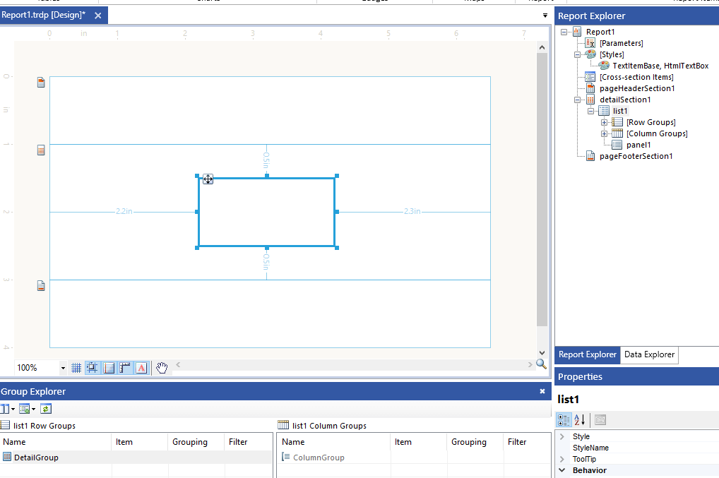 List item when added to a new report in the Standalone Report Designer.